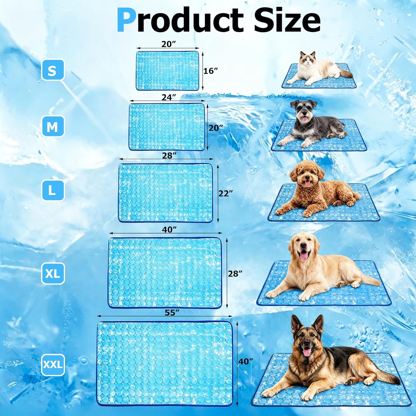 Dog Cooling Mat, Large Cooling Pad for Dogs Cats, Portable Self Cooling Dog Bed Cooling Blanket, 40" X 28" Washable Summer Pet Mat, Indoor Outdoor Green Pet Cooling Mat for Hot Summer