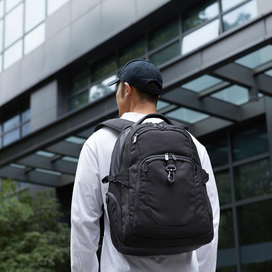 Travel Laptop Backpack with Multiple Pockets and Compartments for 17 in / 43.1 Cm Laptop, Water Resistant, Spacious with Padded Shoulder Straps, Black