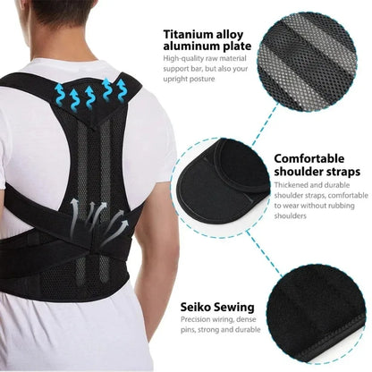 1 Reinforced Belt Lumbar Column Posture Corrector Vest Adjustable Back Support Strap Shoulder Spine Brace Neck Stretcher Trainer