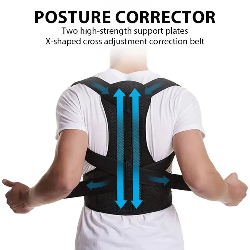 1 Reinforced Belt Lumbar Column Posture Corrector Vest Adjustable Back Support Strap Shoulder Spine Brace Neck Stretcher Trainer