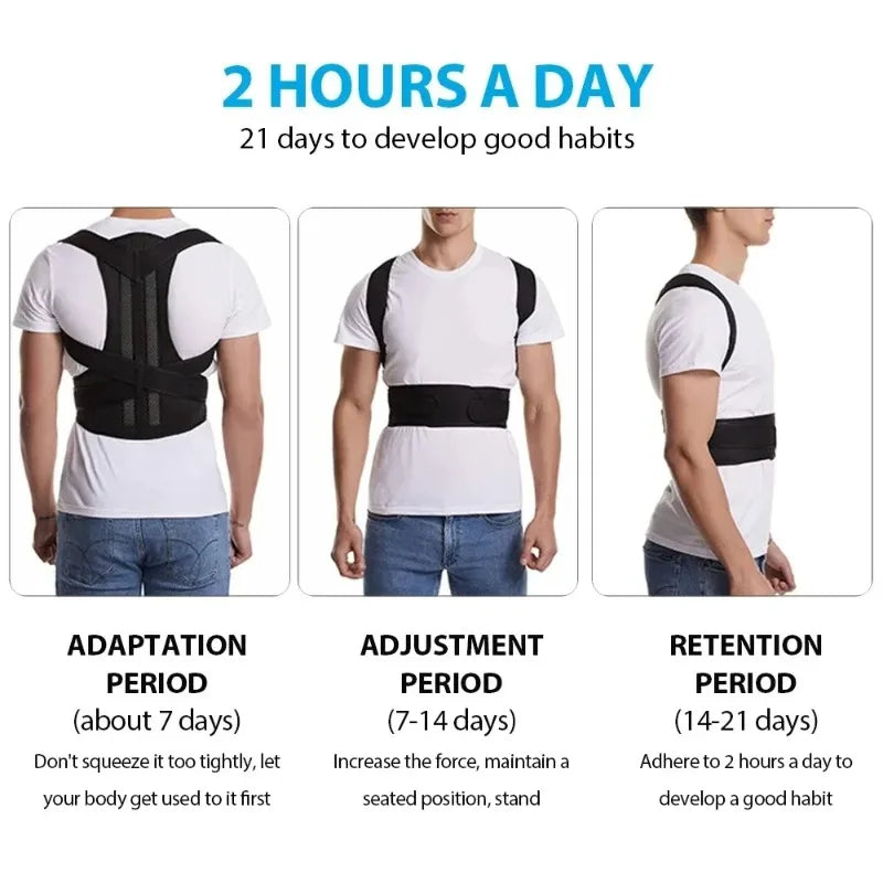 1 Reinforced Belt Lumbar Column Posture Corrector Vest Adjustable Back Support Strap Shoulder Spine Brace Neck Stretcher Trainer